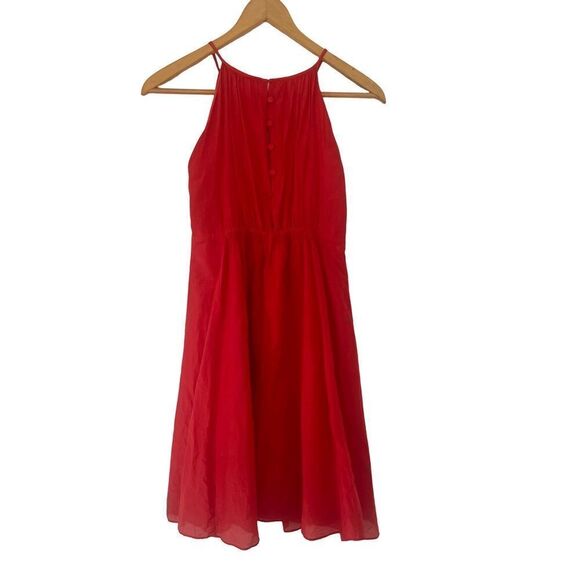 Esley Orange Silk Blend Open Shoulder A-Line Dress - Picture 2 of 10